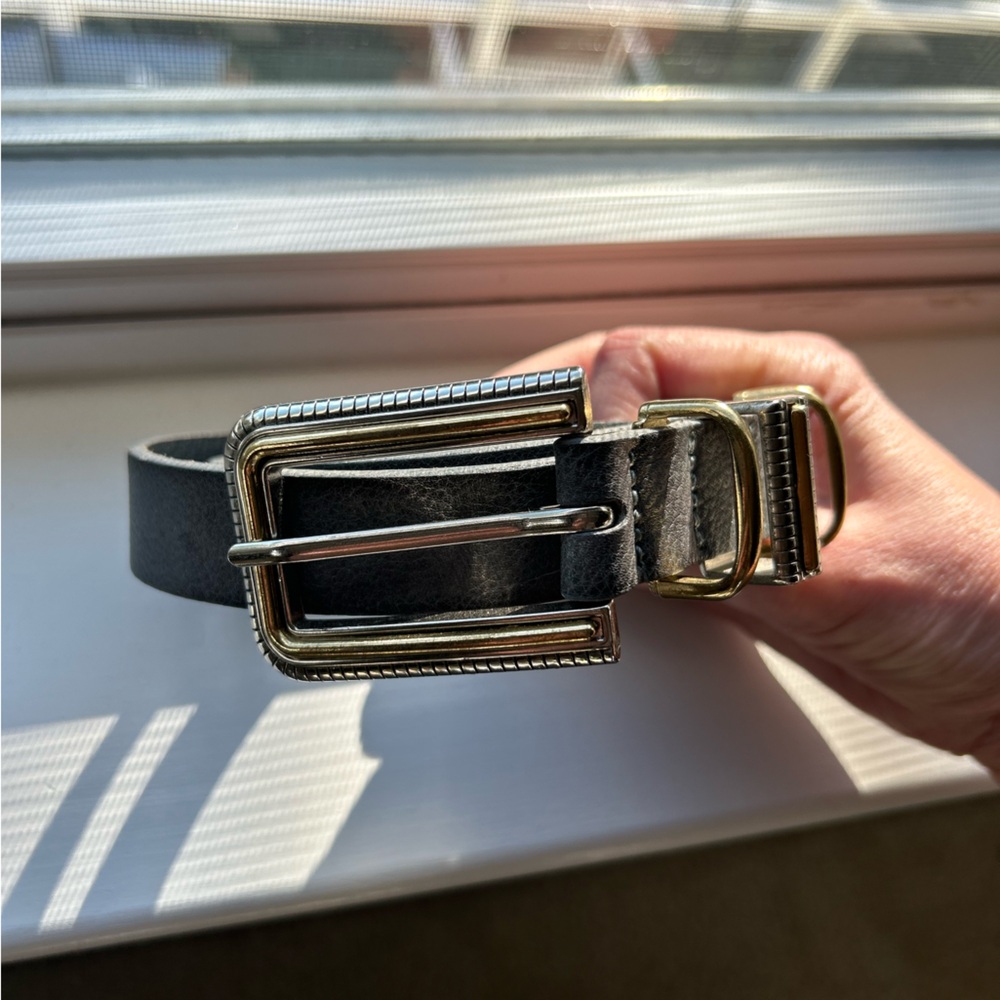FREE PEOPLE - Women’s Grey Belt with Silver + Gold Metal Details